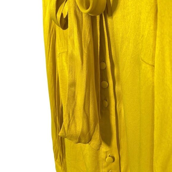 Zara Satin Neck Tie Long Sleeve Button Front Blouse Yellow Size XS - Picture 6 of 9